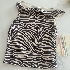 NEW Madden Girl Brown and Cream Zebra Tank Top